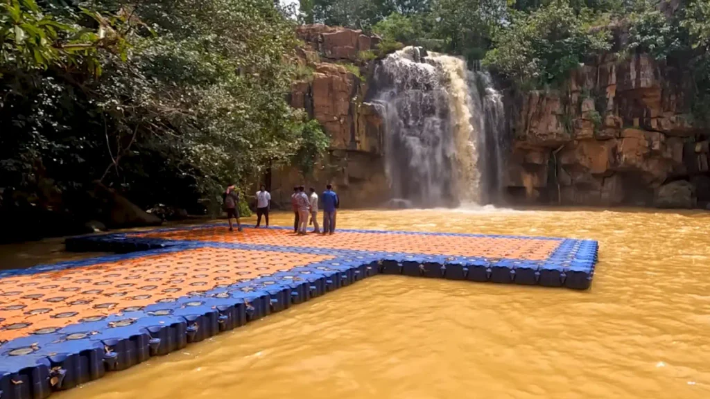 Sanaghagara and Badaghagara waterfalls surrounded by green forest in Keonjhar