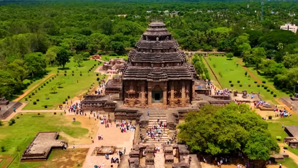 Konark Sun Temple with its detailed stone architecture in Odisha