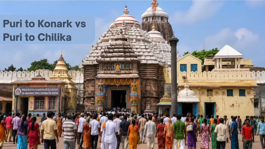 Puri to Konark vs Puri to Chilika